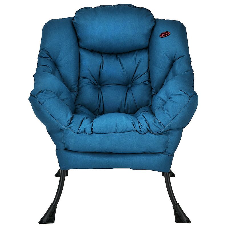 Modern Polyester Fabric Lazy Chair with Steel Frame and Side Pocket