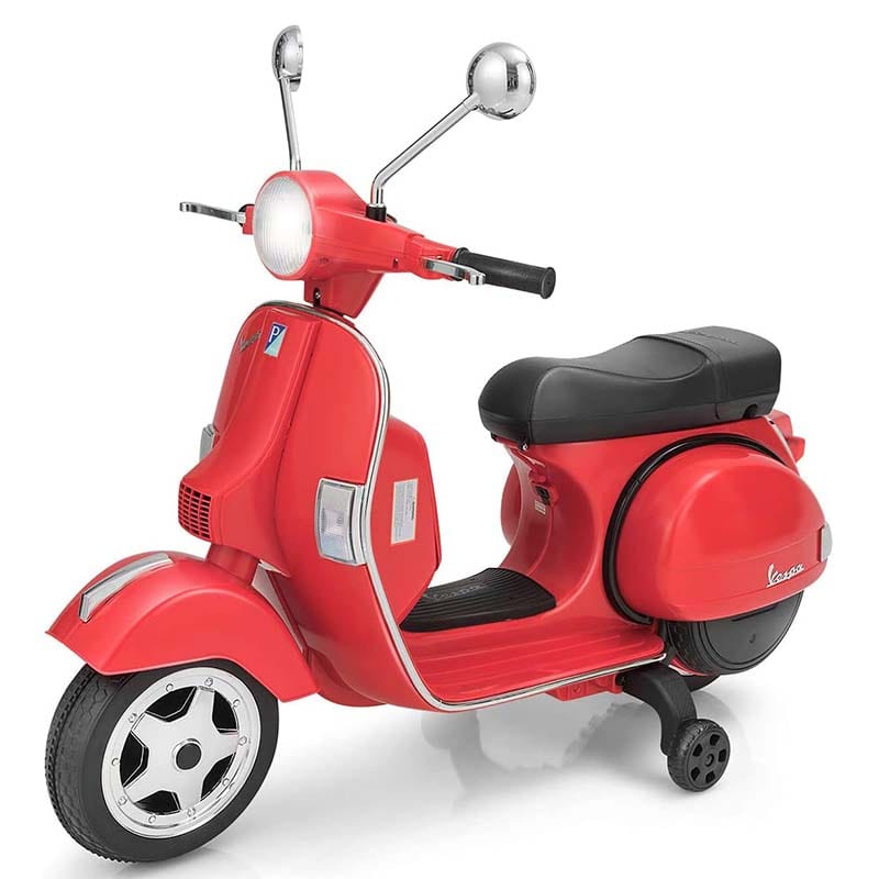 6V Kids Ride on Vespa Scooter Battery Powered Electric Riding Toy Motorcycle with Training Wheels