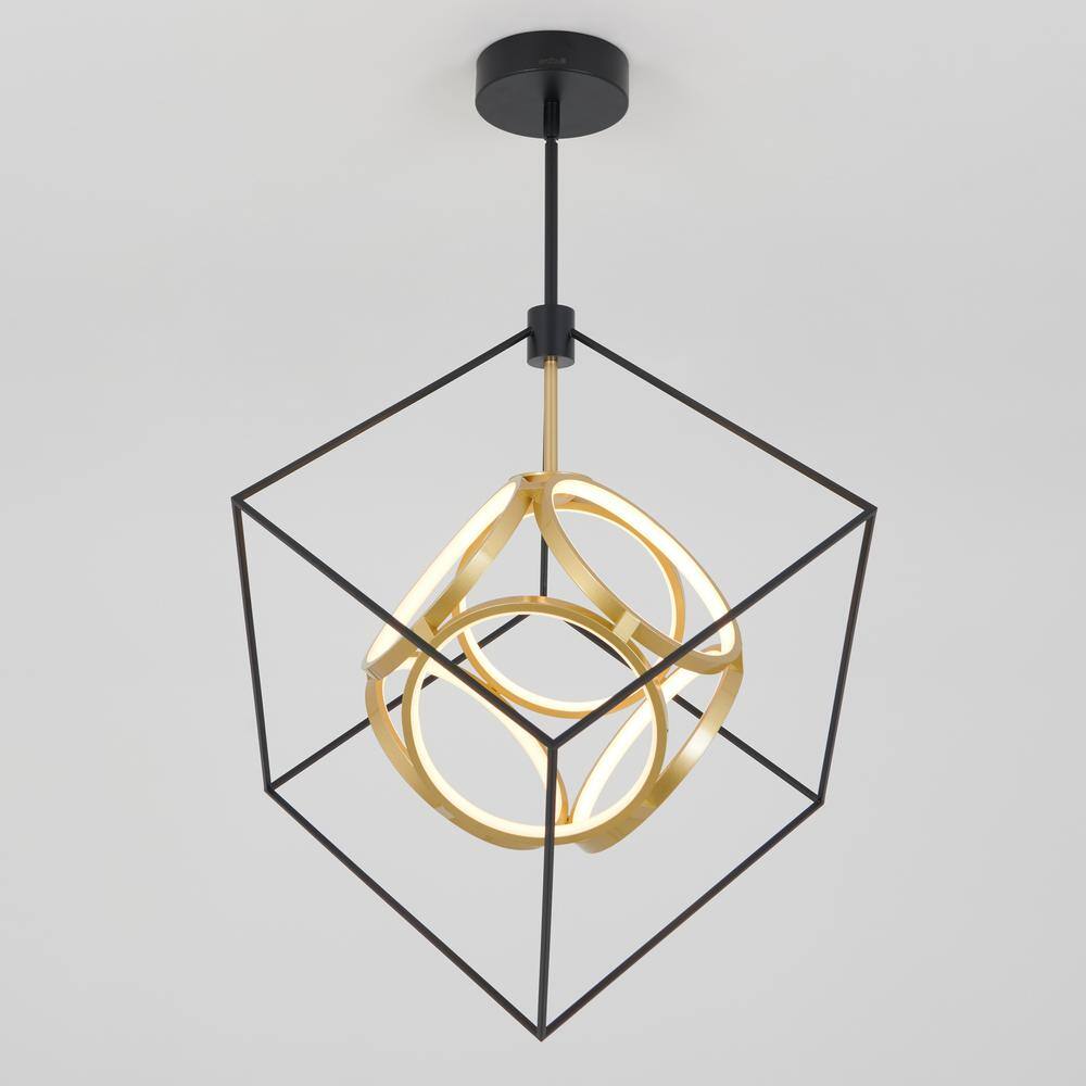 Artika Luxury 29-Watt Integrated LED Black and Gold Modern Hanging Pendant Chandelier Light Fixture for Dining Room or Kitchen PDT-LU-HD2