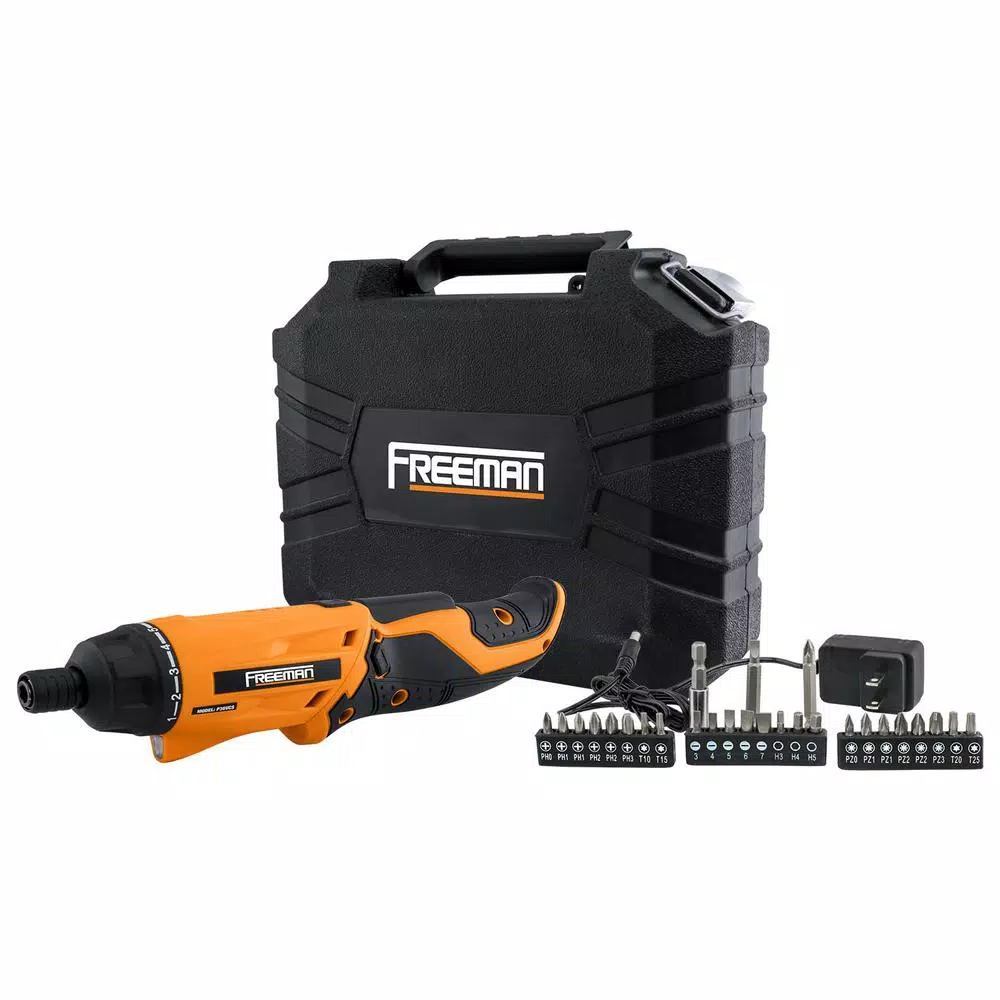 Freeman 3.6-Volt Lithium-Ion Cordless 1/4 in. Rechargeable Electric Screwdriver with Charger， Hex Bits， and Case and#8211; XDC Depot