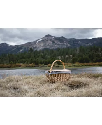 Picnic Time Country Navy and White Striped Picnic Basket