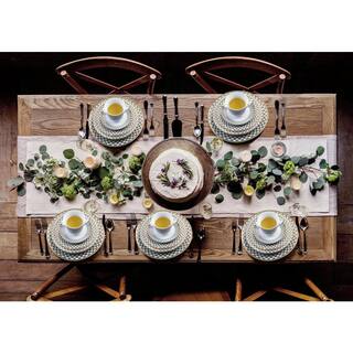 Lorren Home Trends 57-Piece Specialty Gold Porcelain Dinnerware Set (Service for 8) Anabelle-57