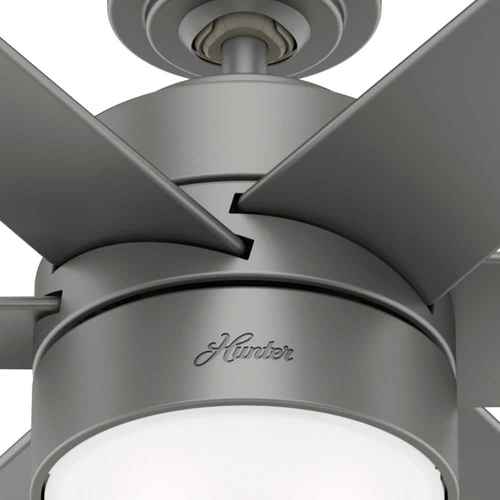 Hunter Solaria 60 in Integrated LED IndoorOutdoor Matte Silver Ceiling Fan with Light Kit and Wall Control