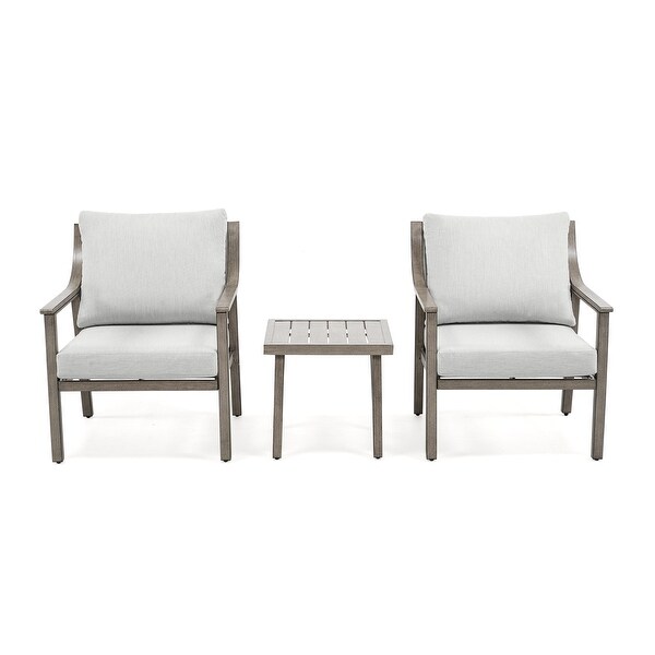 3Piece Aluminum Patio Conversation Set with End Table and Cushions