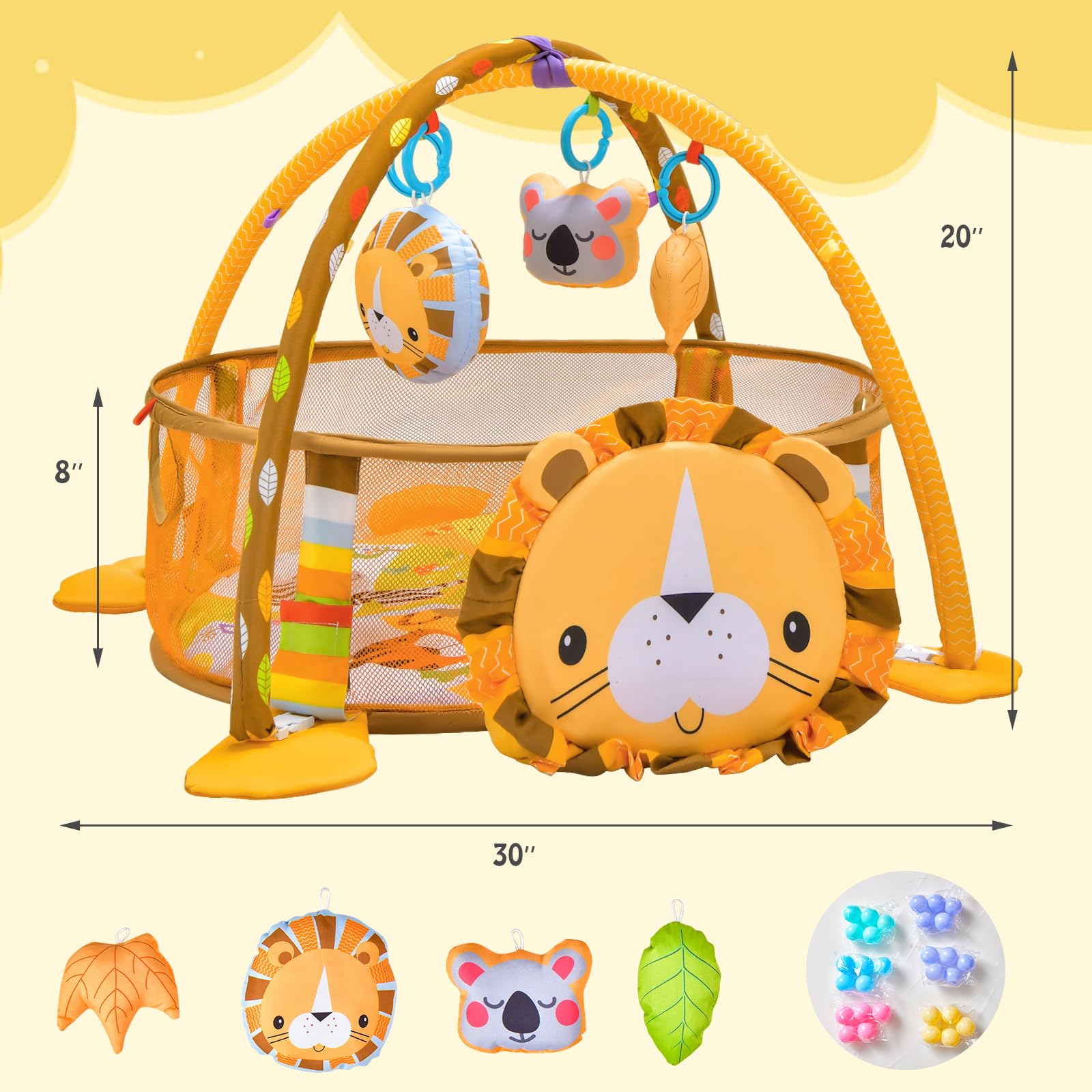 BABY JOY Baby Play Gym, 4-in-1 Baby Play Center w/Soft Padding Mat & Arch Design