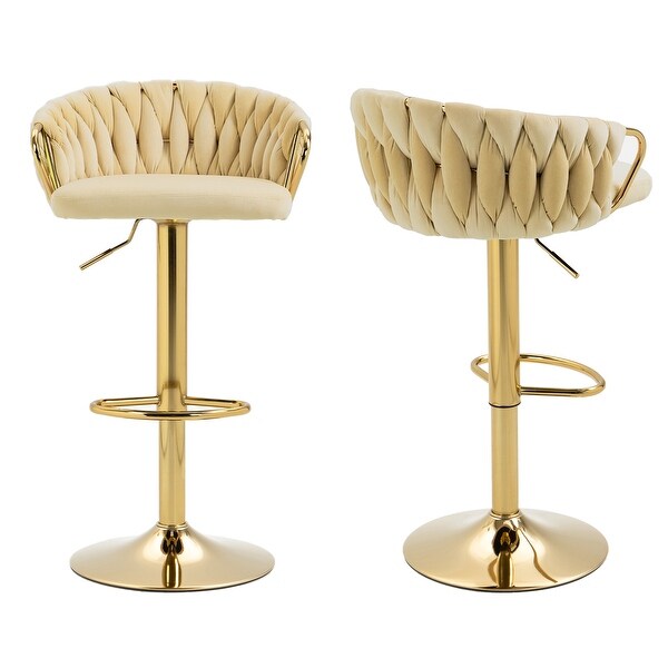 2 Set Counter Height Velvet Bar Stools