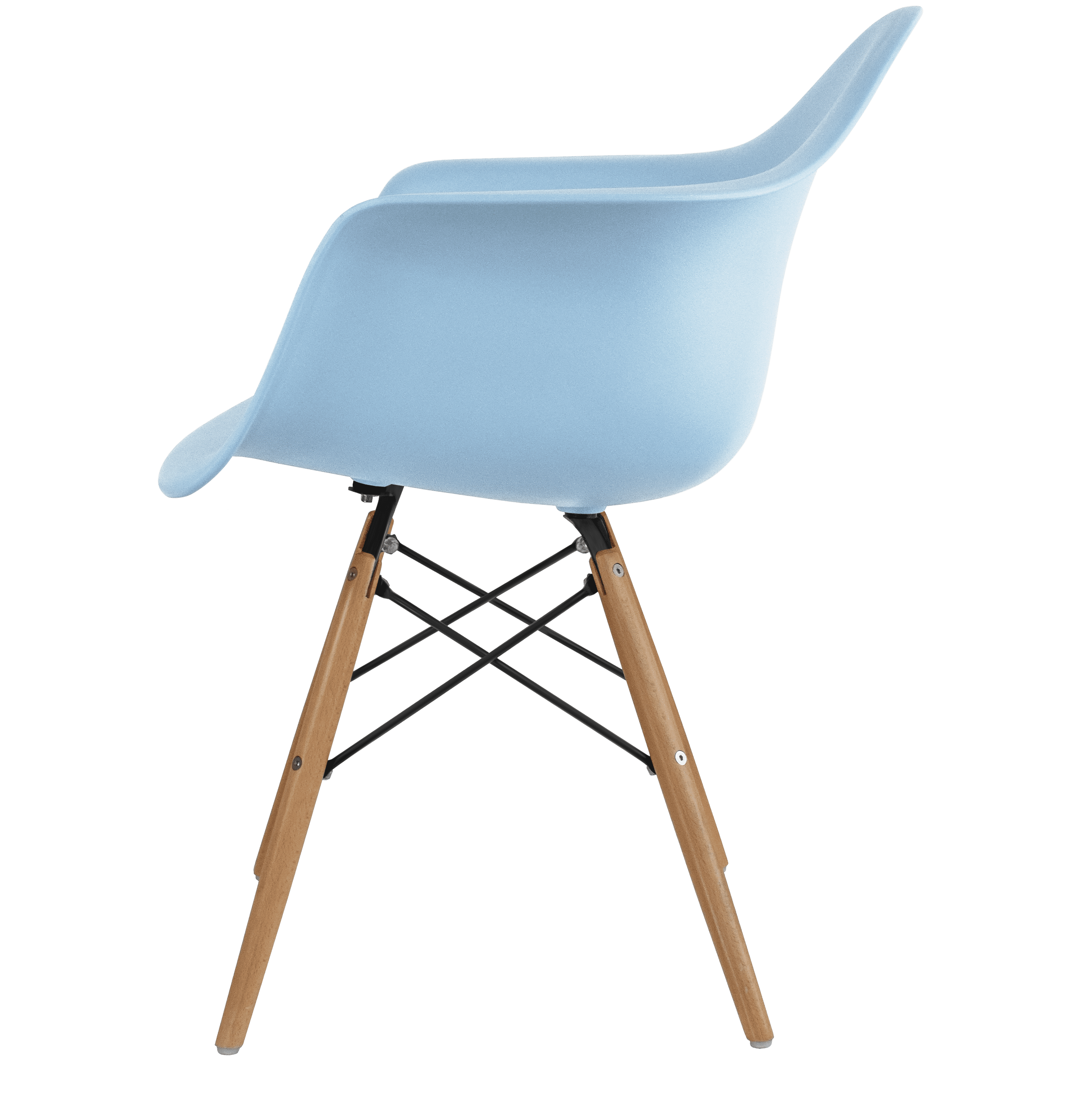 Homelala Set of 2 Modern Dining Side Chairs From Molded Plastic Armchair Shell with Natural Wooden Legs， Blue