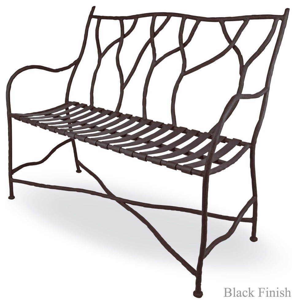 Outdoor South Fork Bench   Rustic   Outdoor Benches   by Timeless Wrought Iron  Houzz