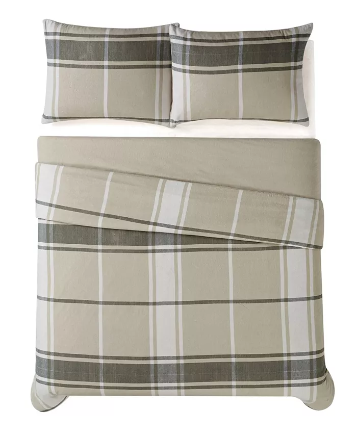 Truly Soft Preston Plaid 3 Piece Flannel Duvet Cover Set， Full Queen