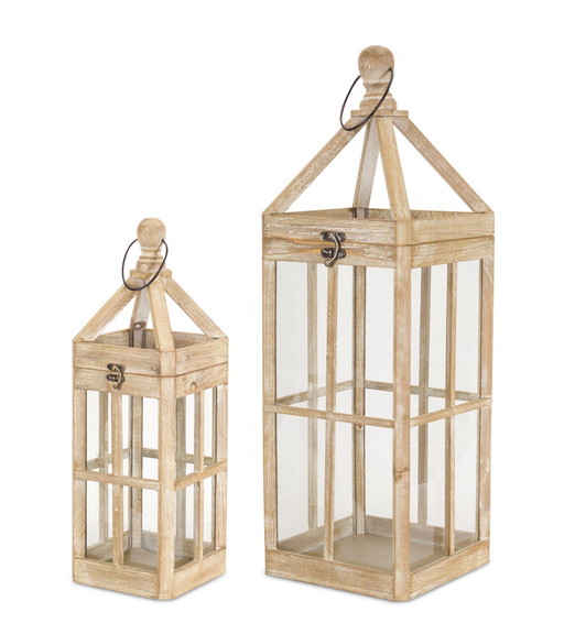 Melrose 74329DS Lantern (Set of 2) 19H  27H Wood...