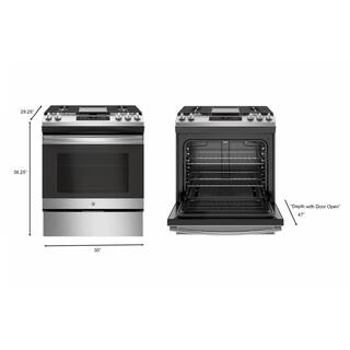 GE 30 in. 5.3 cu. ft. Slide-In Gas Range in Stainless Steel with Griddle JGSS66SELSS