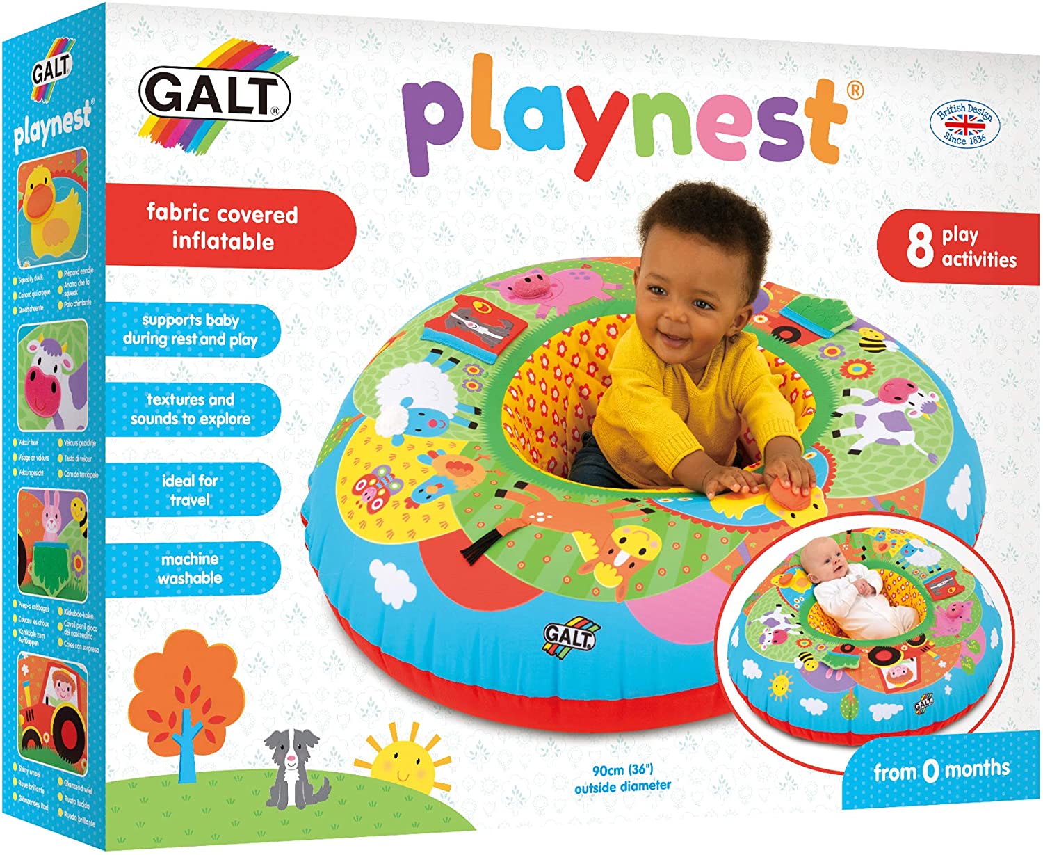 Galt Toys， Playnest - Farm， Baby Activity Center and Floor Seat， Multi color