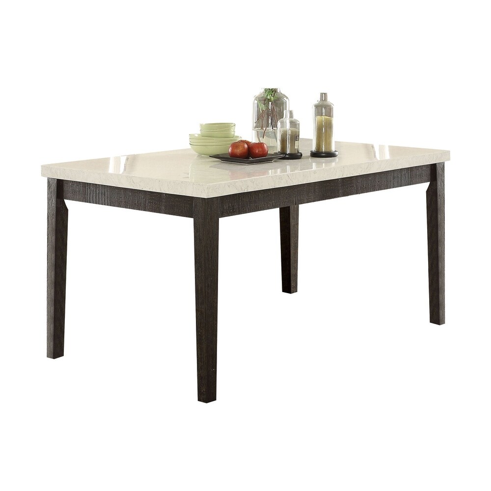 Gasha Dining Table in White Marble Top   Walnut Finish