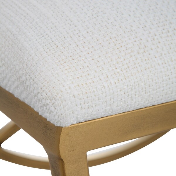 Beige Upholstered Accent Stool - 17.25