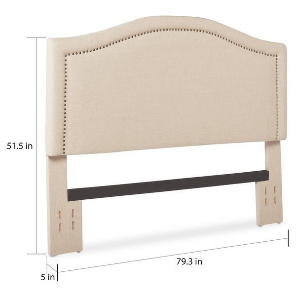 Abbyson Raleigh Studded Beige Linen Headboard - - 9834030