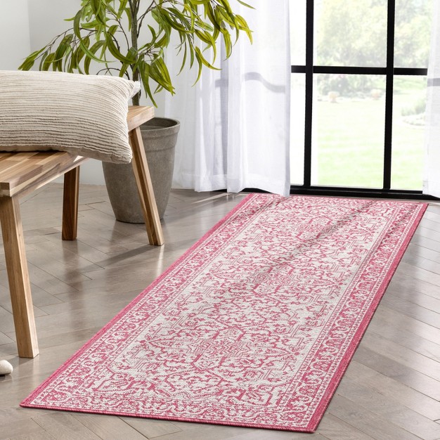 Well Woven Indoor Outdoorcelesine Fuchsia Persian Medallion Area Rug