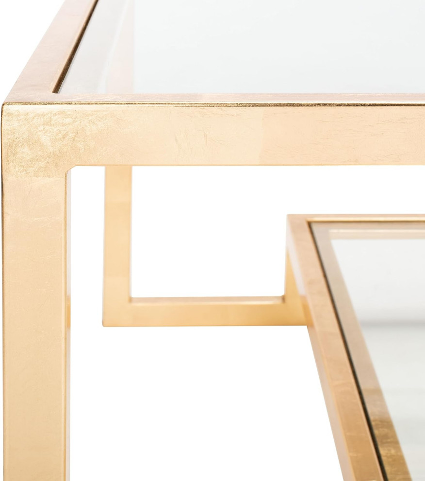 Modern Coffee Table  Gold Metal Frame With Rectangular Tempered Glass  Clear   Modern   Coffee Tables   by Decor Love  Houzz