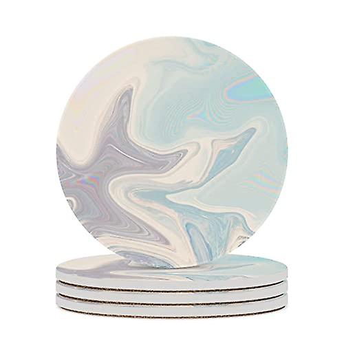 Colourlife Round Drink Coasters 1 Pc Marbleized Effect Absorbent Ceramic Coffee Coasters For Drinks With Cork Base Housewarming Gift For Home Decor