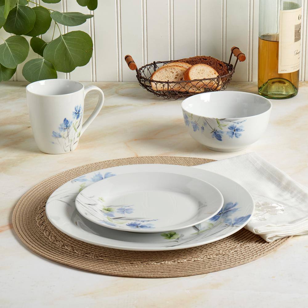 Tabletops Gallery 16-Piece Casual White with Pattern Ceramic Dinnerware Set (Service for 4) TTU-83700-EC