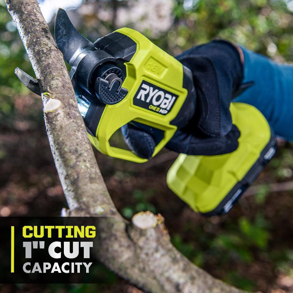 RYOBI ONE HP 18V Brushless Cordless Pruner and Cordless Pruning Reciprocating Saw with 20 Ah Battery and Charger