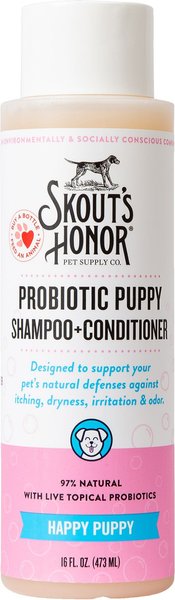 Skout's Honor Happy Puppy Probiotic Cat and Dog Shampoo and Conditioner， 16-oz Bottle