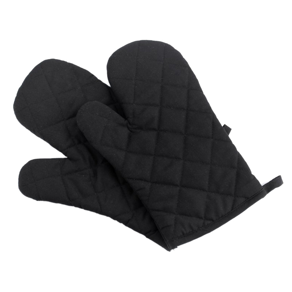 1Pc High Heat Resistant Silicone Oven Mitts Set， Heavy Duty， Quilted Inner Lining， with Grip， for Baking and Grill， Kitchen Washable， Black