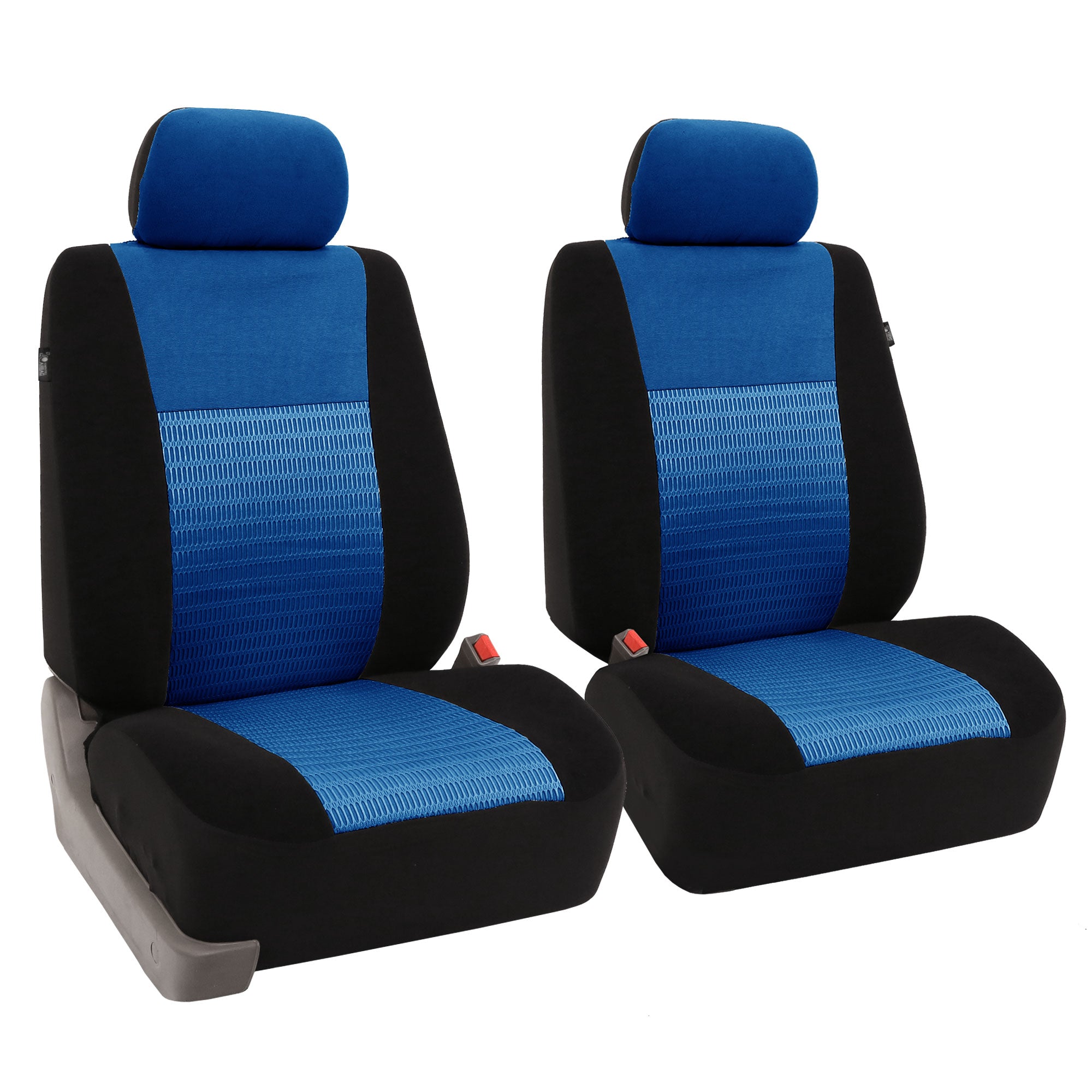 FH Group Full Interior Set Blue Seat Covers for Auto w/ Gray Heavy Duty Floor Mats