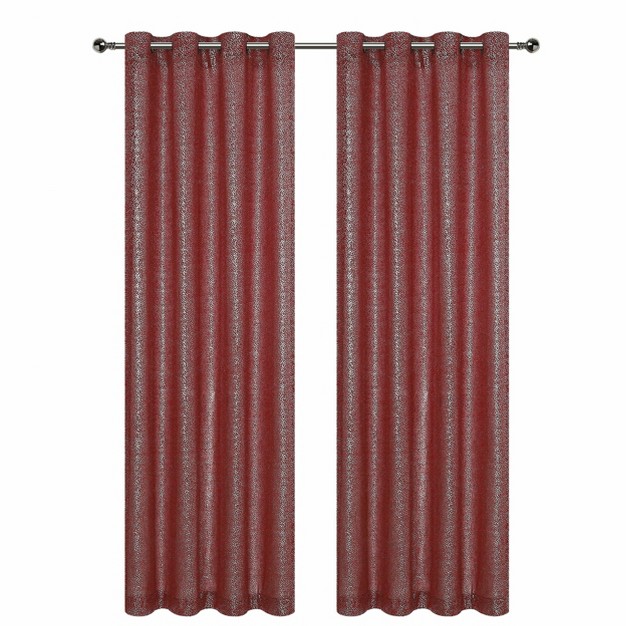 Kate Aurora Glam Chic Living 2 Pack Metallic Foil Sparkle Slub Sheer Grommet Top Curtain Panels