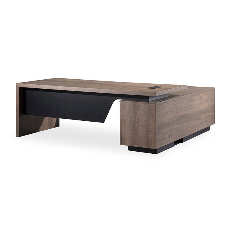 BALDER Executive Desk with Left Return 1.8-2.0M - Warm Oak & Black