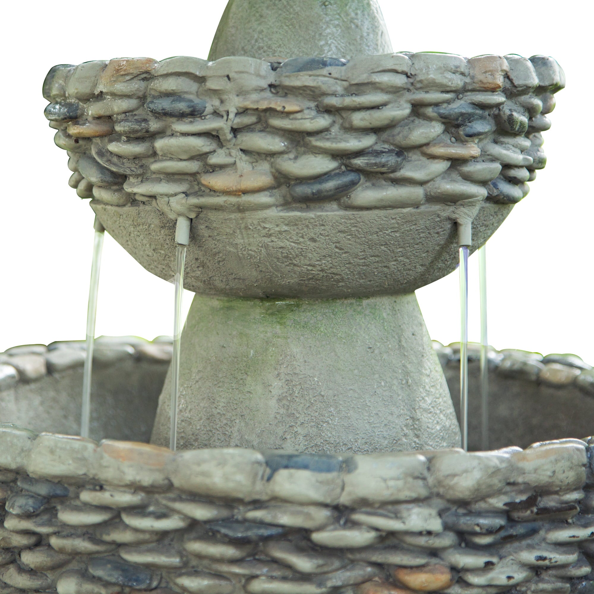 Teamson Home Outdoor Stone-Look 3-Tier Pedestal Floor Fountain， Gray