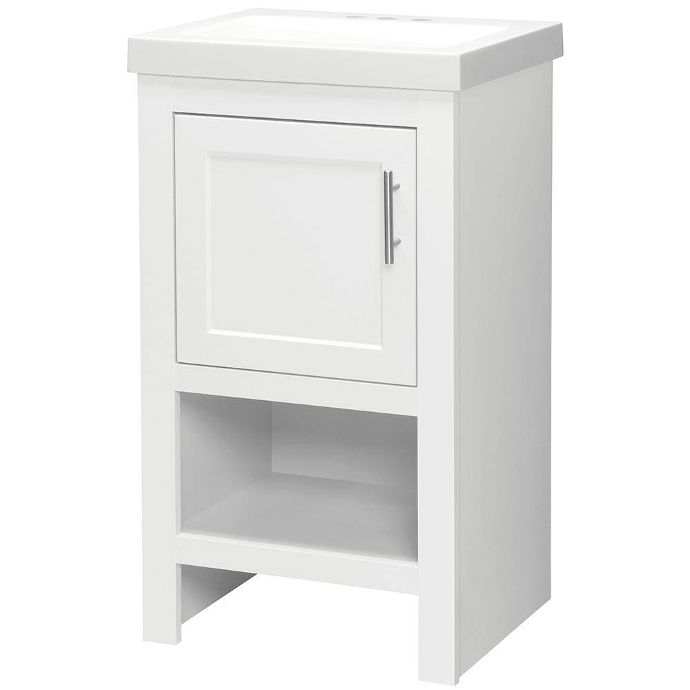 Glacier Bay Spa 18.5 in. W x 16.2 in. D x 33.8 in. H Freestanding Bath Vanity in White with White Cultured Marble Top PPSPAWHT18