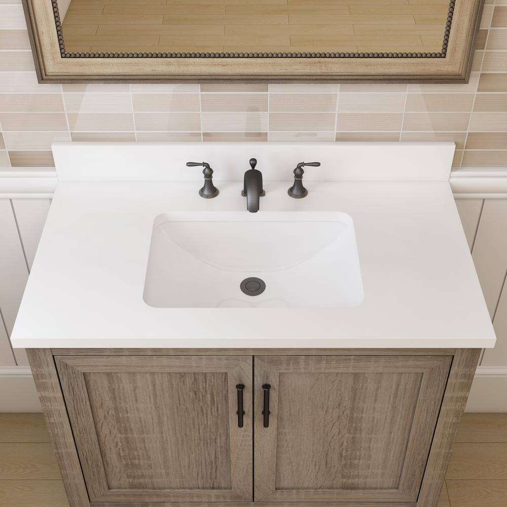 Glacier Bay Kendall 36 in. W x 34.5 in. H Bath Vanity in Distressed Oak with Engineered Stone Vanity Top in White with White Basin HDC36PRGV