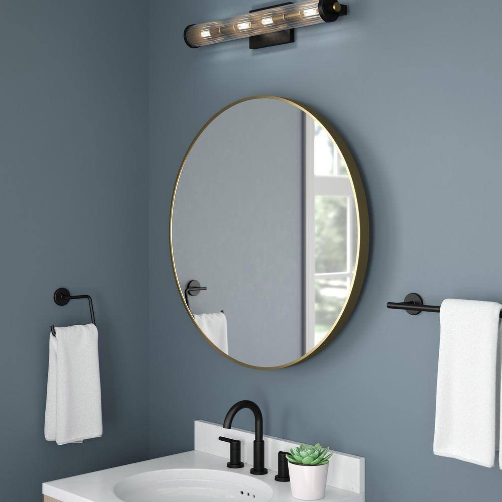 Delta 31 in. W x 31 in. H Framed Round Wall Bathroom Vanity Mirror in Matte Gold RRCTF31-MGD-R