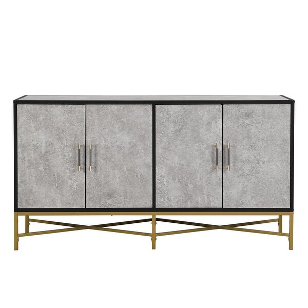 Distinctive Features of FourDoor Sideboard with Metal and CrossLeg Design，Suitable