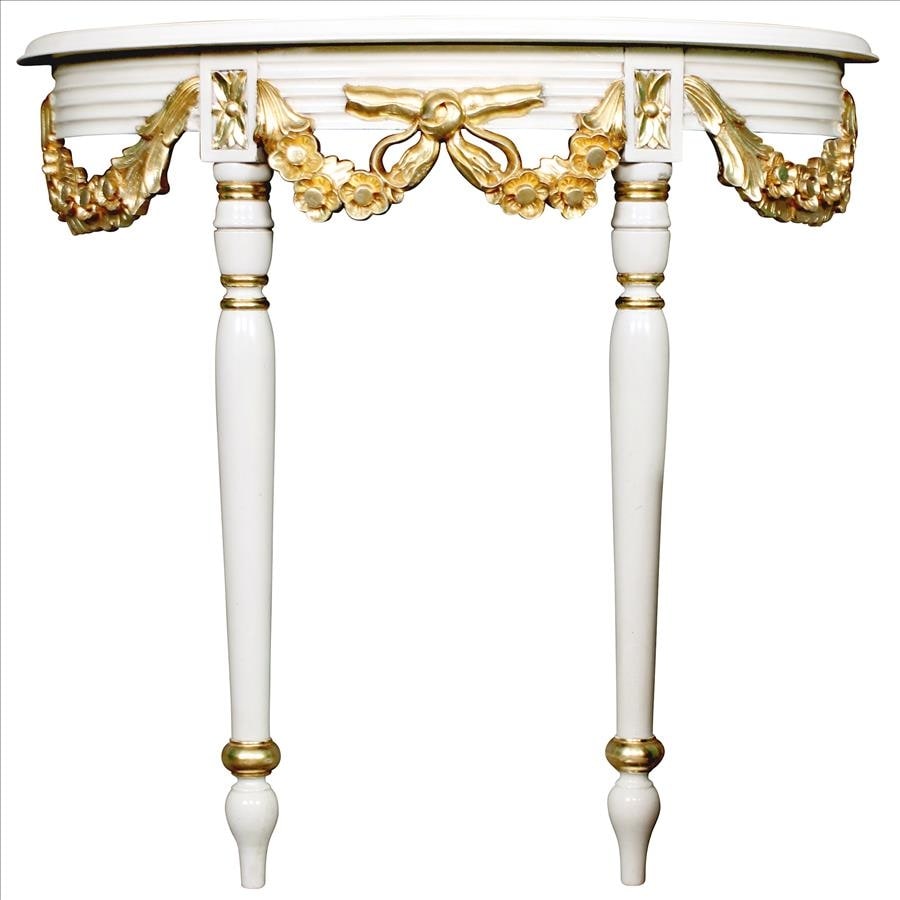 Design Toscano Louis XVI Style Crescent Golden Ribbon Wall Console Table