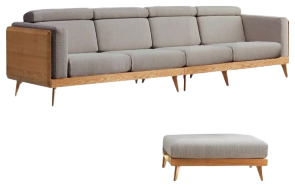 North American OAK Solid Wood Sectional Sofas genuine Leather   Midcentury   Sectional Sofas   by GVAwood  Houzz