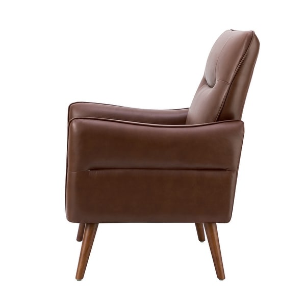 Marcos Modern Vegan Leather Accent Armchair with Solid Wood Legs Set of 2 by HULALA HOME