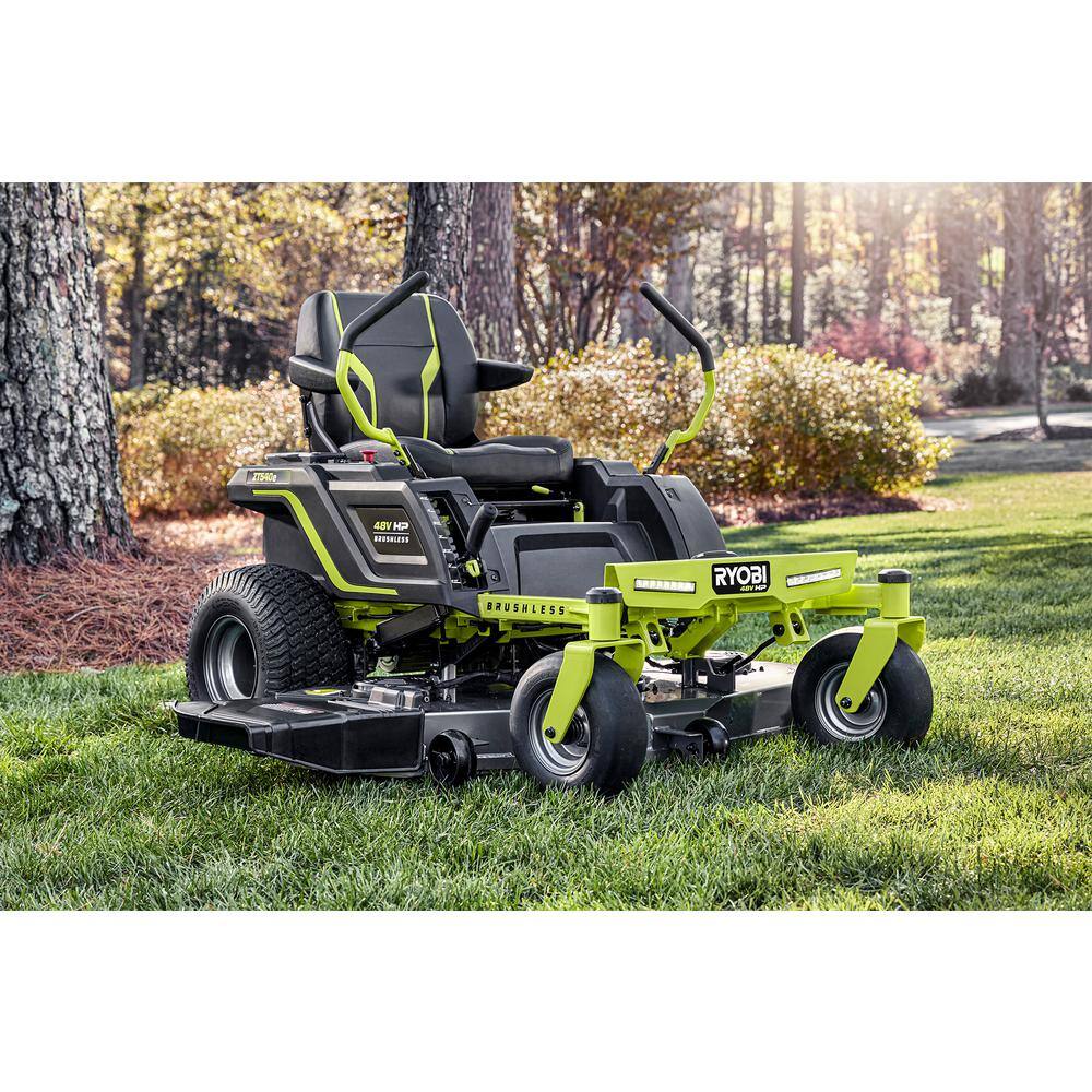 RYOBI 48V Brushless 54 in. 115 Ah Battery Electric Riding Zero Turn Mower with Mulch Kit RY48140-MK