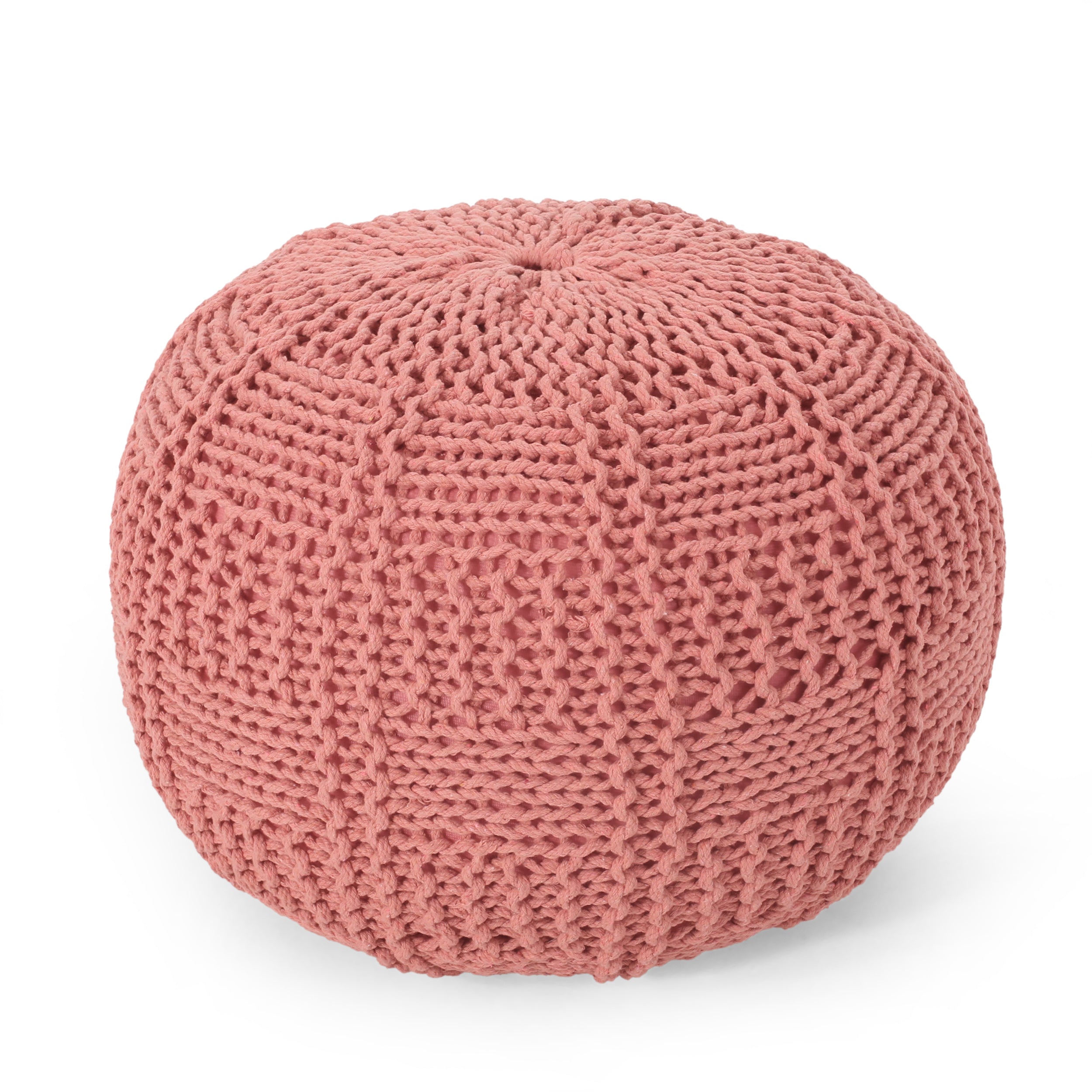 Sardis Modern Knitted Cotton Round Pouf