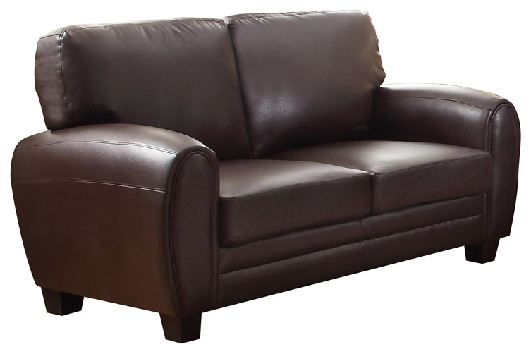 Pemberly Row 19 quotContemporary Faux Leather Loveseat in Black   Contemporary   Loveseats   by Homesquare  Houzz