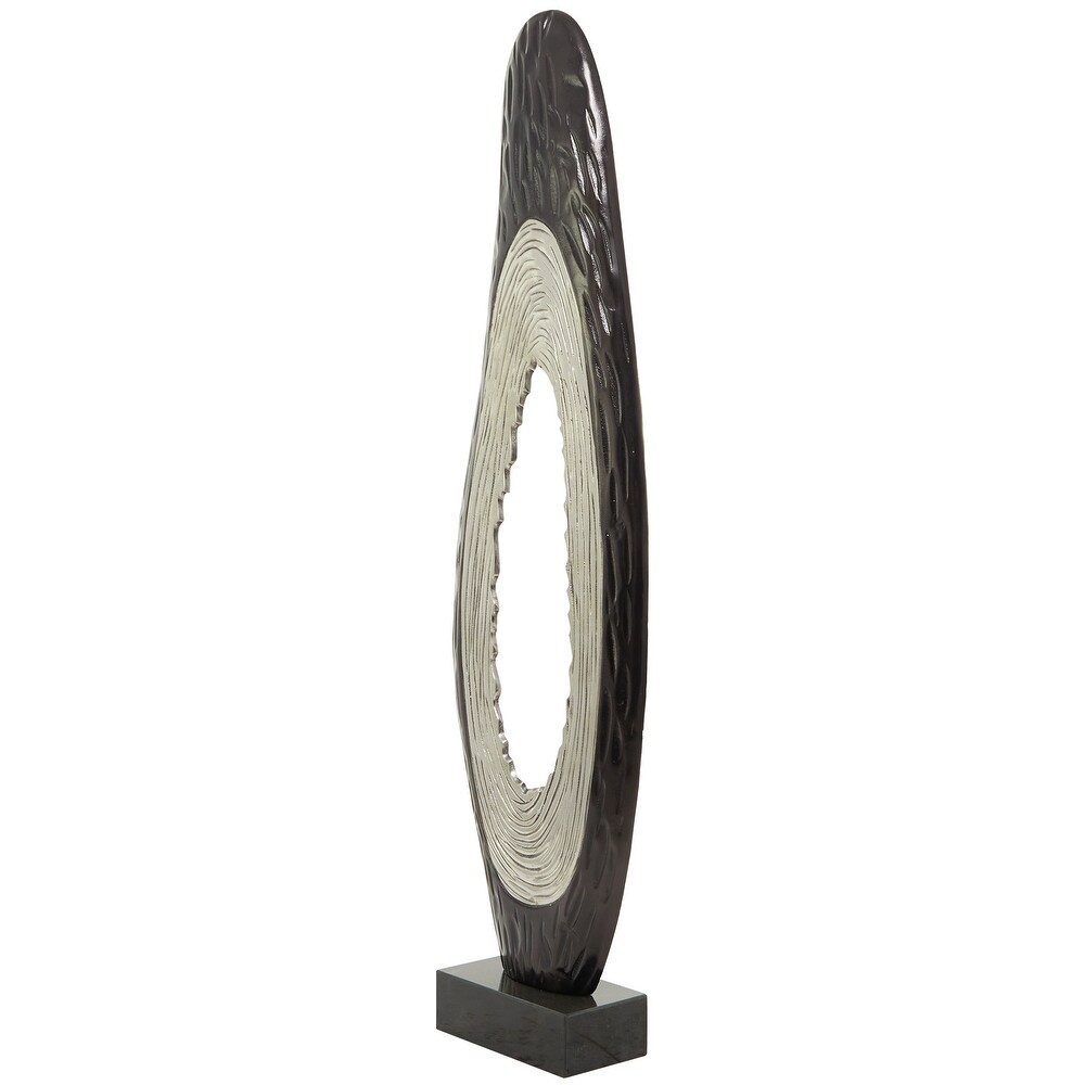 Aluminum Teardrop Abstract Sculpture with Black Base