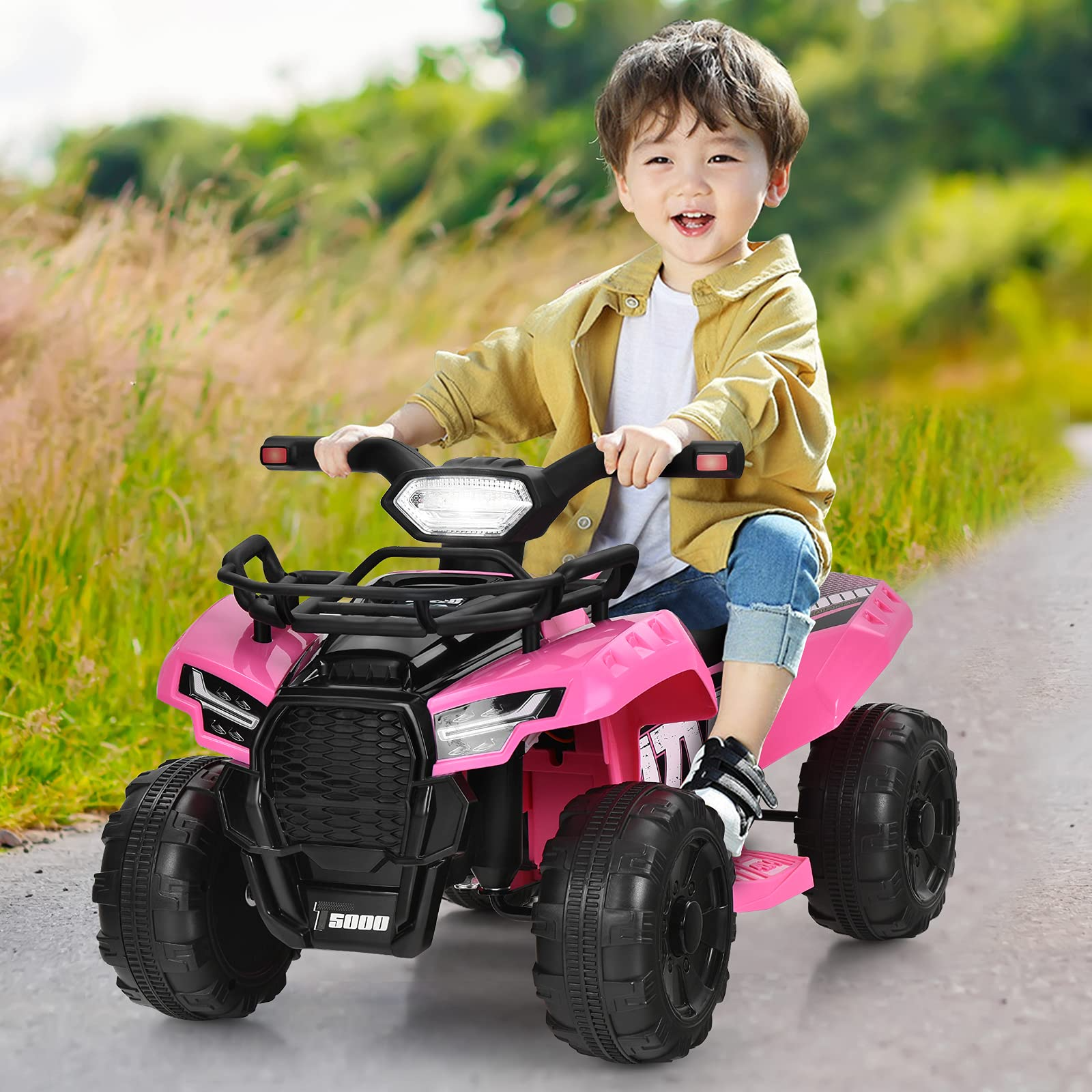 Costzon Kids ATV, 6V Battery Powered Electric Vehicle w/ LED Light