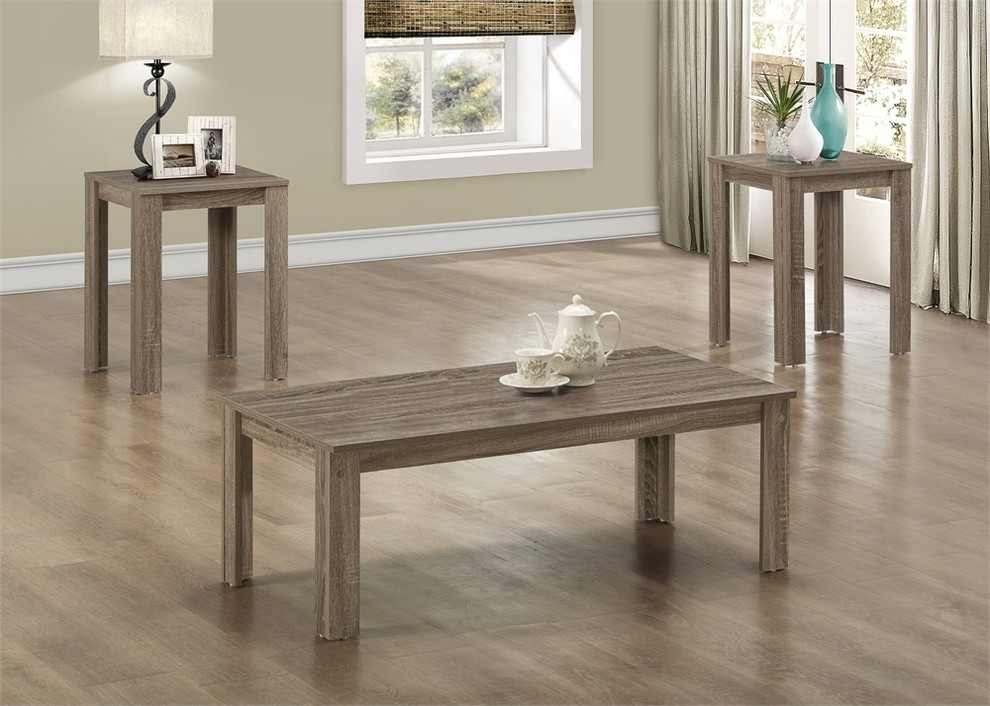 Table Set  3 Piece Set  Dark Taupe   Transitional   Coffee Table Sets   by Buildcom  Houzz