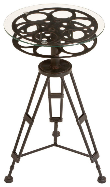 Homer Metal and Glass Accent Table   Industrial   Side Tables And End Tables   by GwG Outlet  Houzz