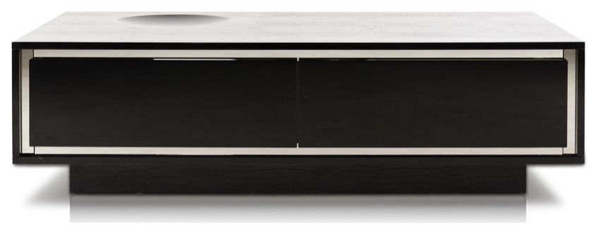 14.5 quotBlack Crocodile Lacquer Coffee Table With 2 Drawers   Contemporary   Coffee Tables   by Global Discount Store LLC  Houzz