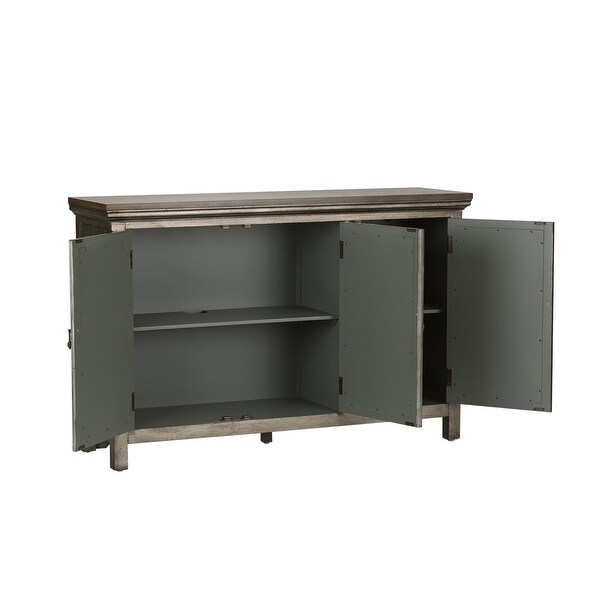 Westridge Wirebrushed Gray White Worn Wood 3 Door Accent Cabinet