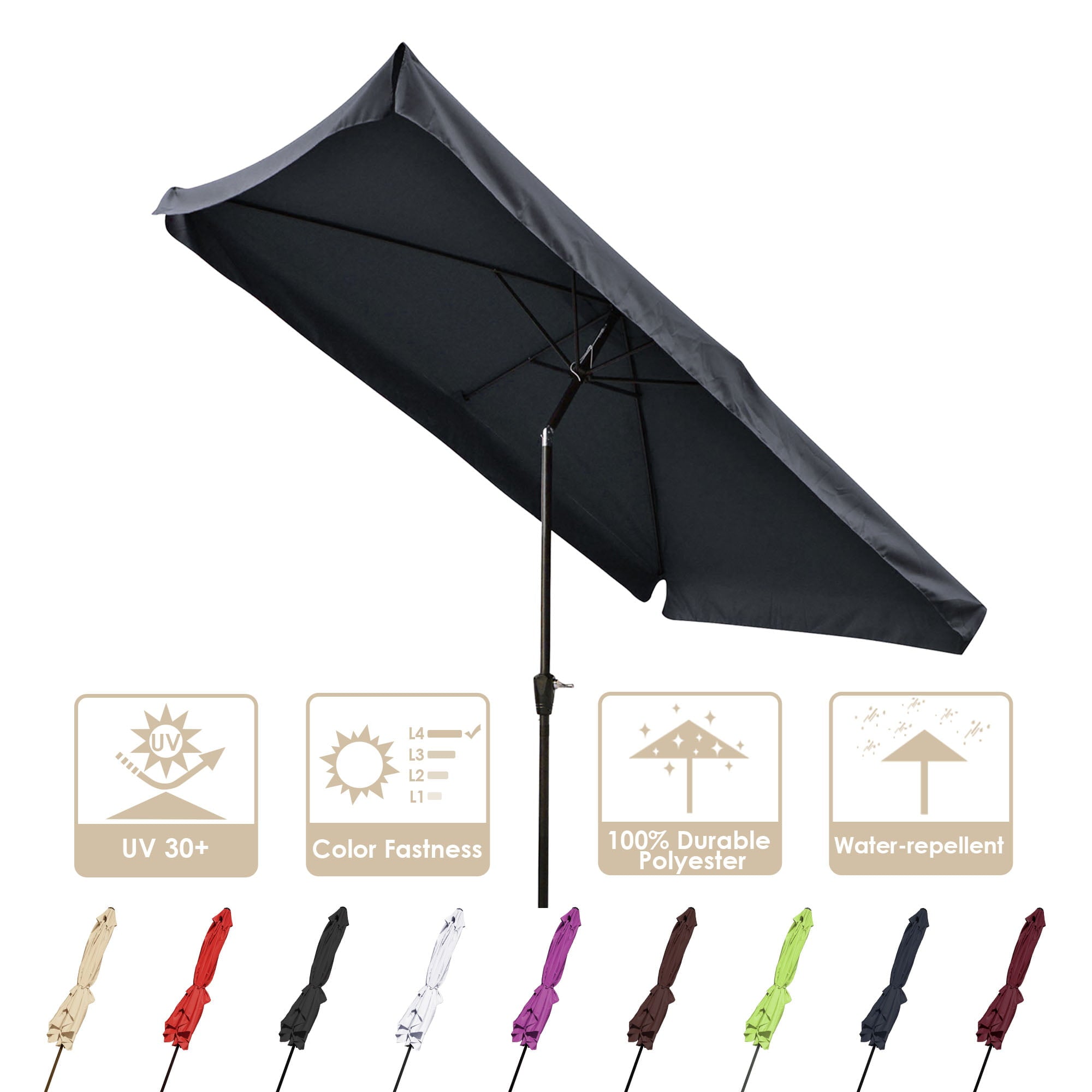 Yescom 99" Black Rectangle Table and Market Patio Umbrella