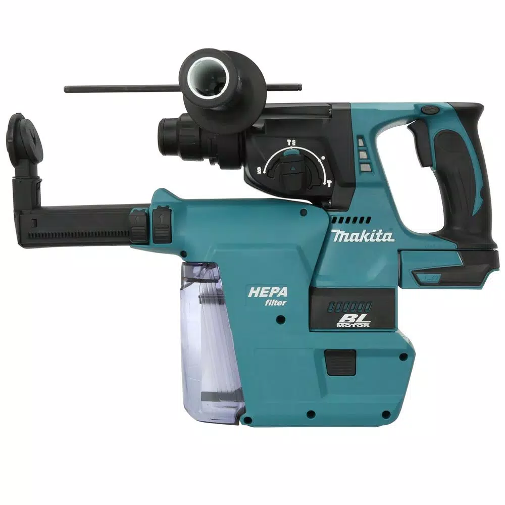 Makita 18-Volt LXT Li-Ion 1 in. Brushless Cordless SDS-Plus Concrete/Masonry Rotary Hammer (Tool-Only) W/ built-on HEPA Vacuum and#8211; XDC Depot