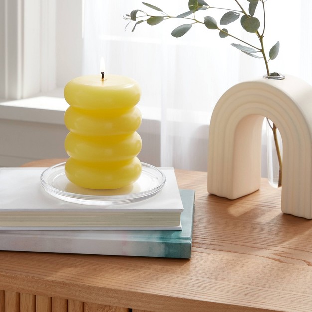 Shaped Pillar Candle Stacked Yellow