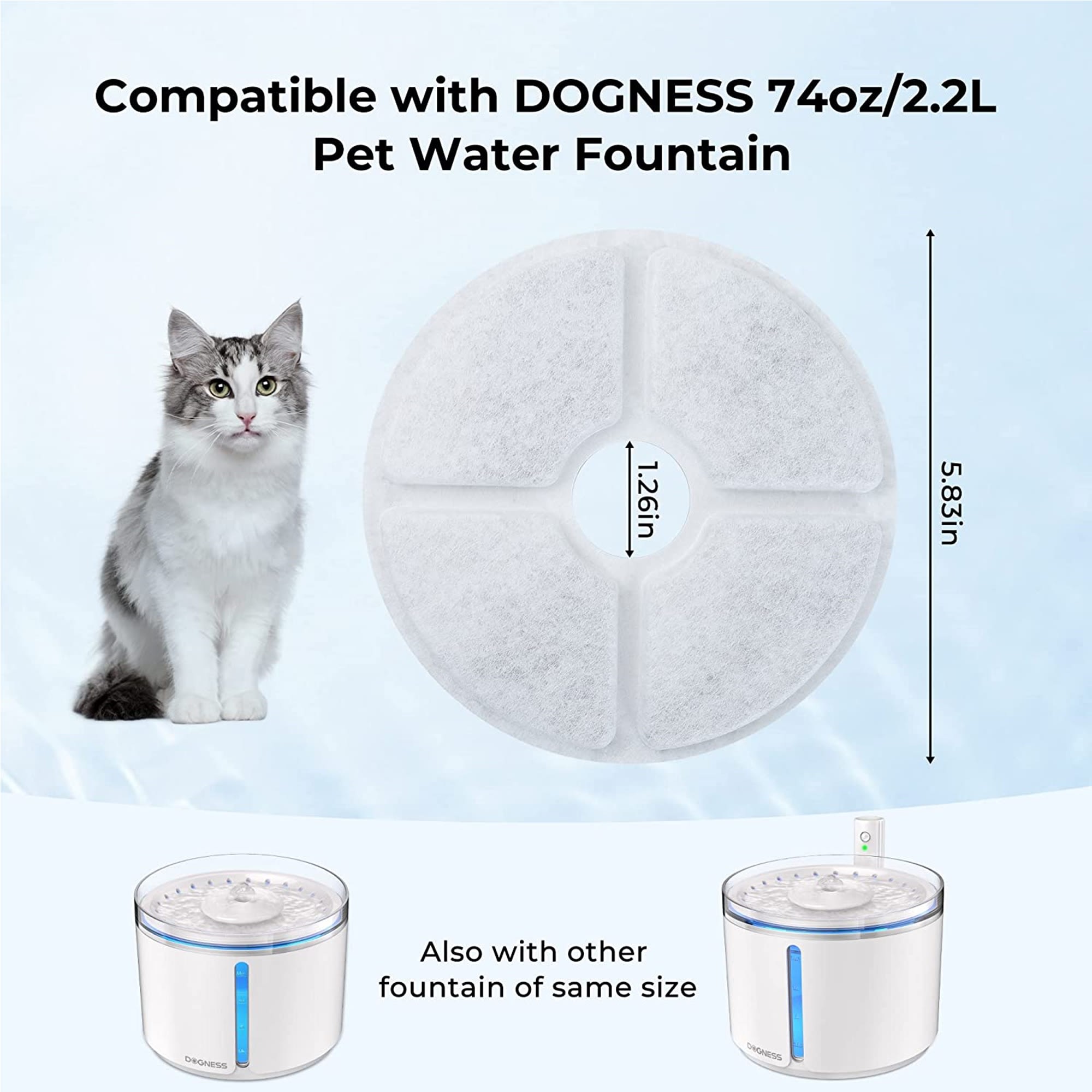 Dogness Filters for Fountains D07， D08 and D09， Pack of 3